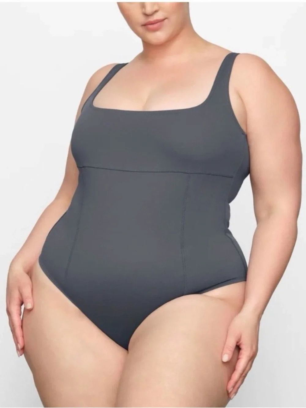 SKIMS Shaping Swim Tank One Piece in Gunmetal Size 4X NWT - Picture 4 of 9